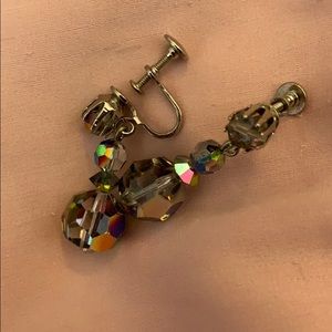 vintage crystal clip on earring